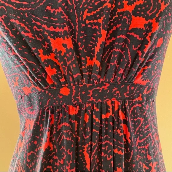 Boden Red Sleeveless Empire Waist Lotus Paisley Maxi Dress Size 10P - Picture 6 of 8